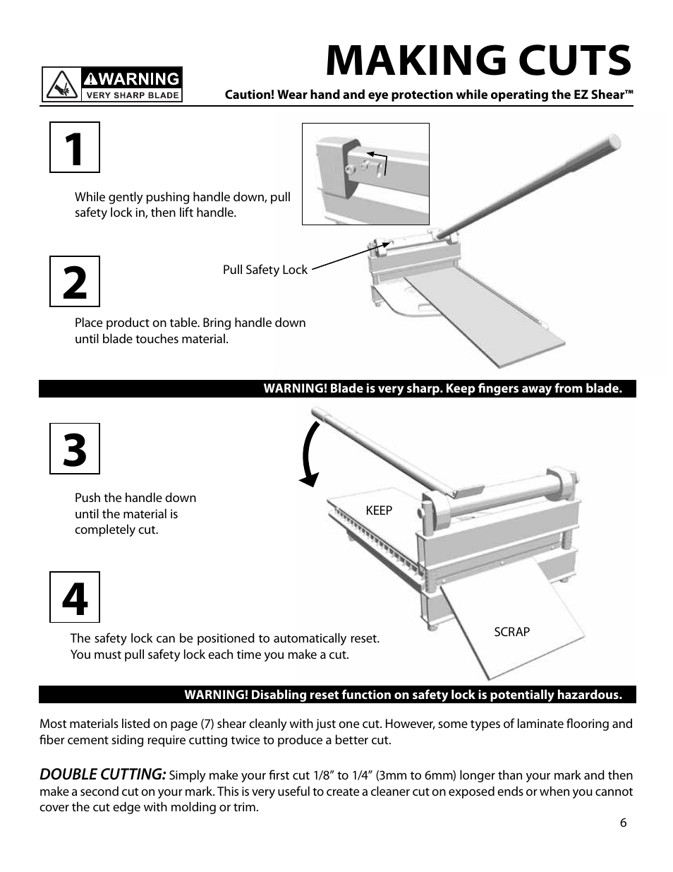 Making cuts | Bullet Tools 209 User Manual | Page 6 / 8