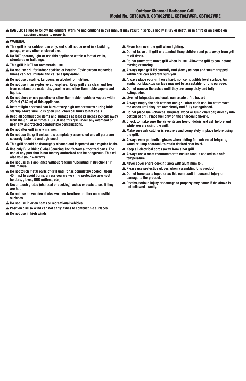 Blue Rhino CBT802WGR User Manual | Page 2 / 16