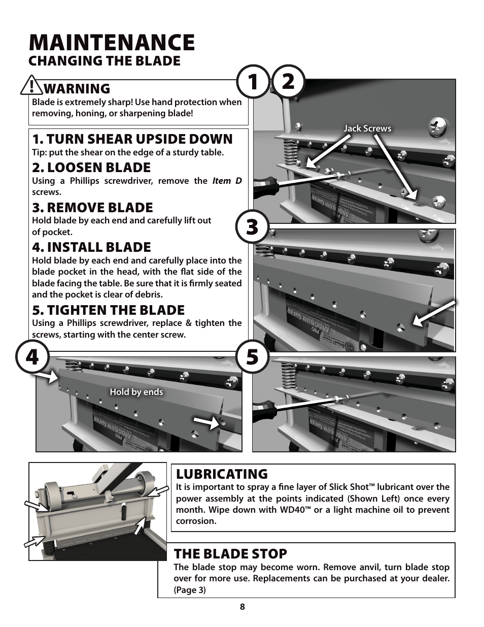 Maintenance | Bullet Tools 613 User Manual | Page 8 / 10