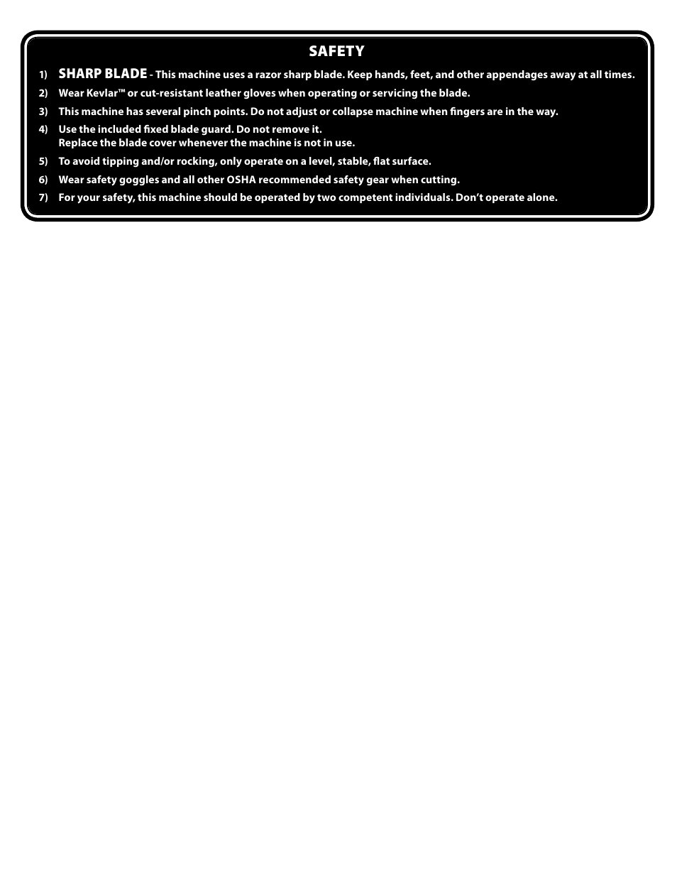 Safety | Bullet Tools Magnum Rigid Foam Cutter User Manual | Page 3 / 3