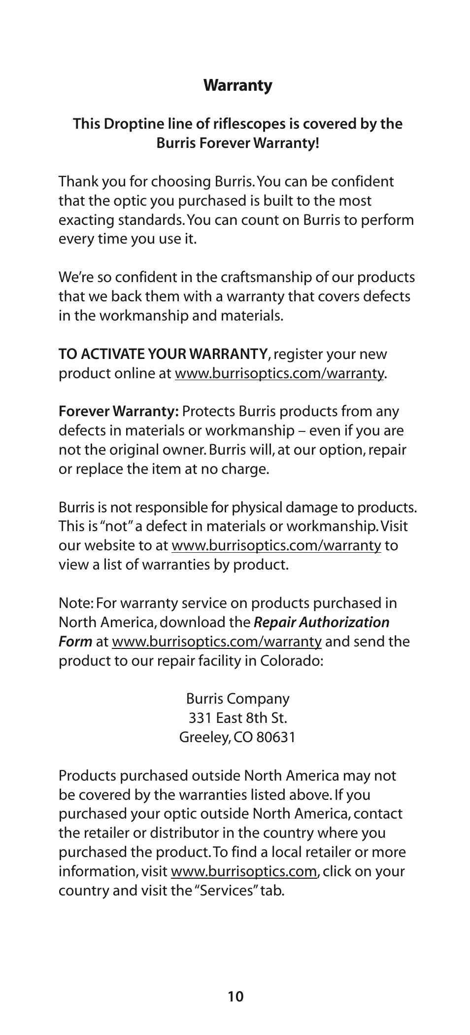 Burris Droptine User Manual | Page 11 / 12
