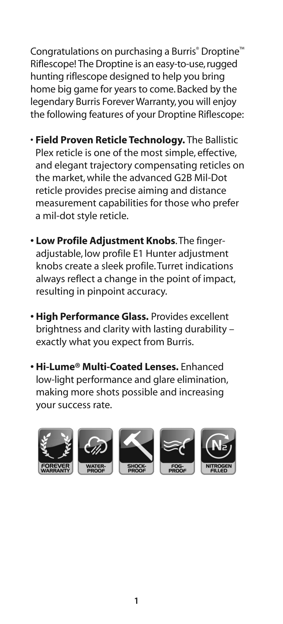 Burris Droptine User Manual | Page 2 / 12