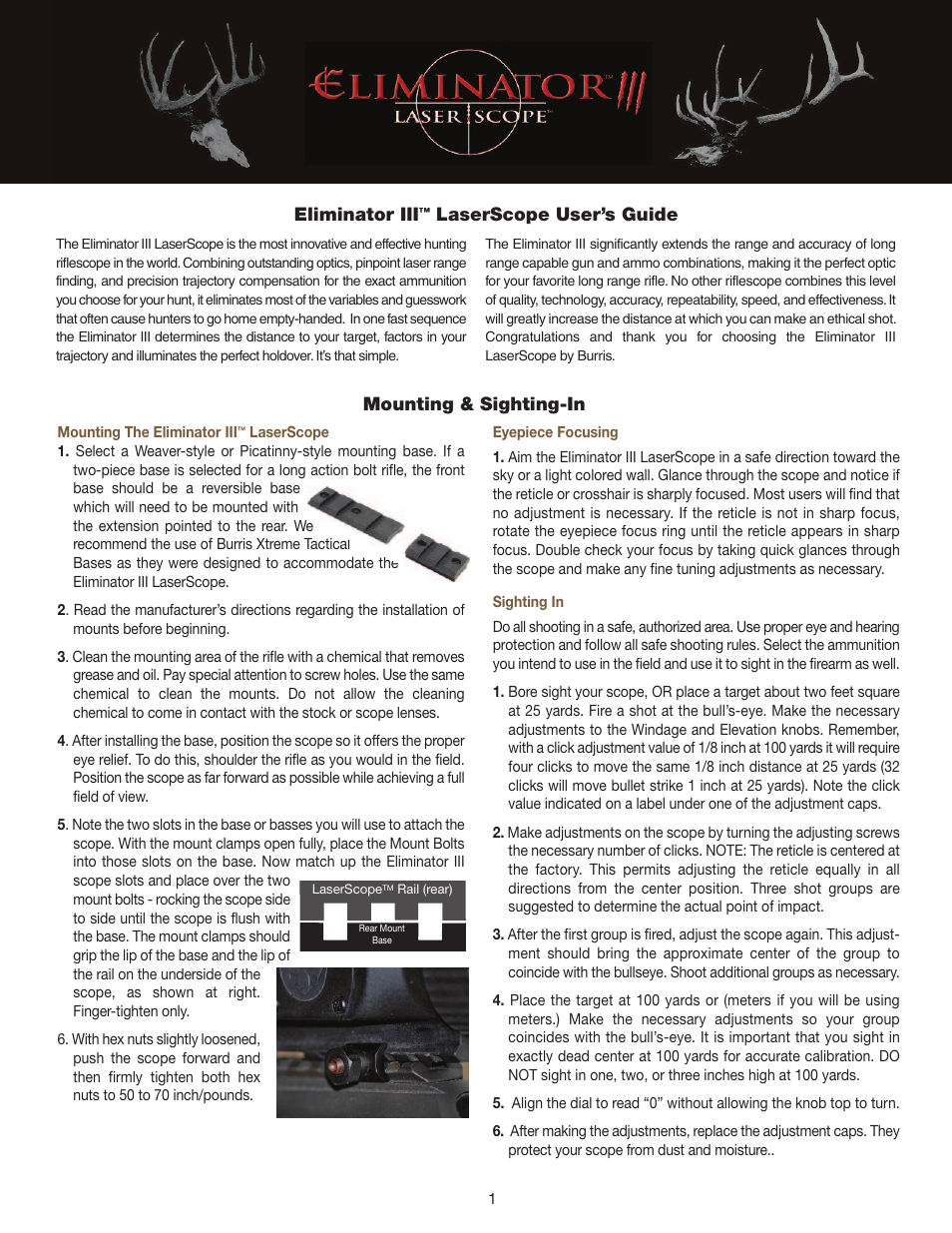 Burris Eliminator III User Manual | 8 pages