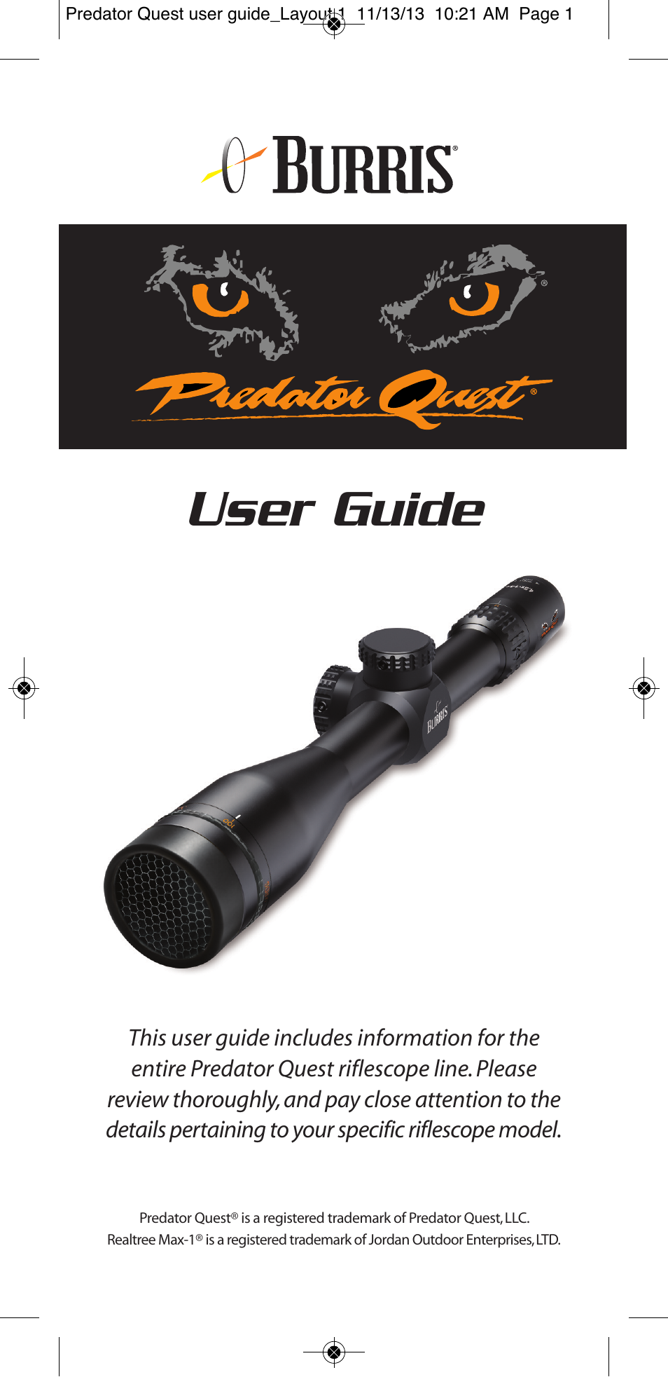 Burris Predator Quest User Manual | 8 pages