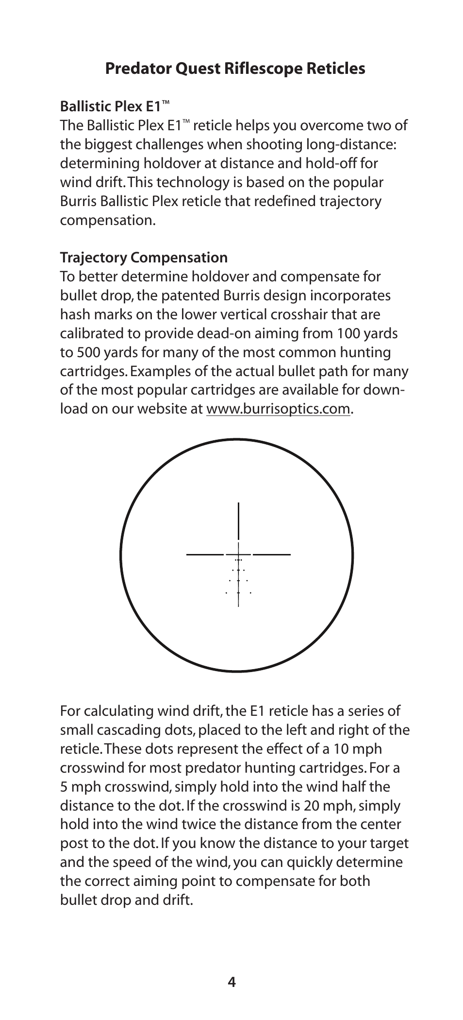 Predator quest riflescope reticles | Burris Predator Quest User Manual | Page 5 / 8