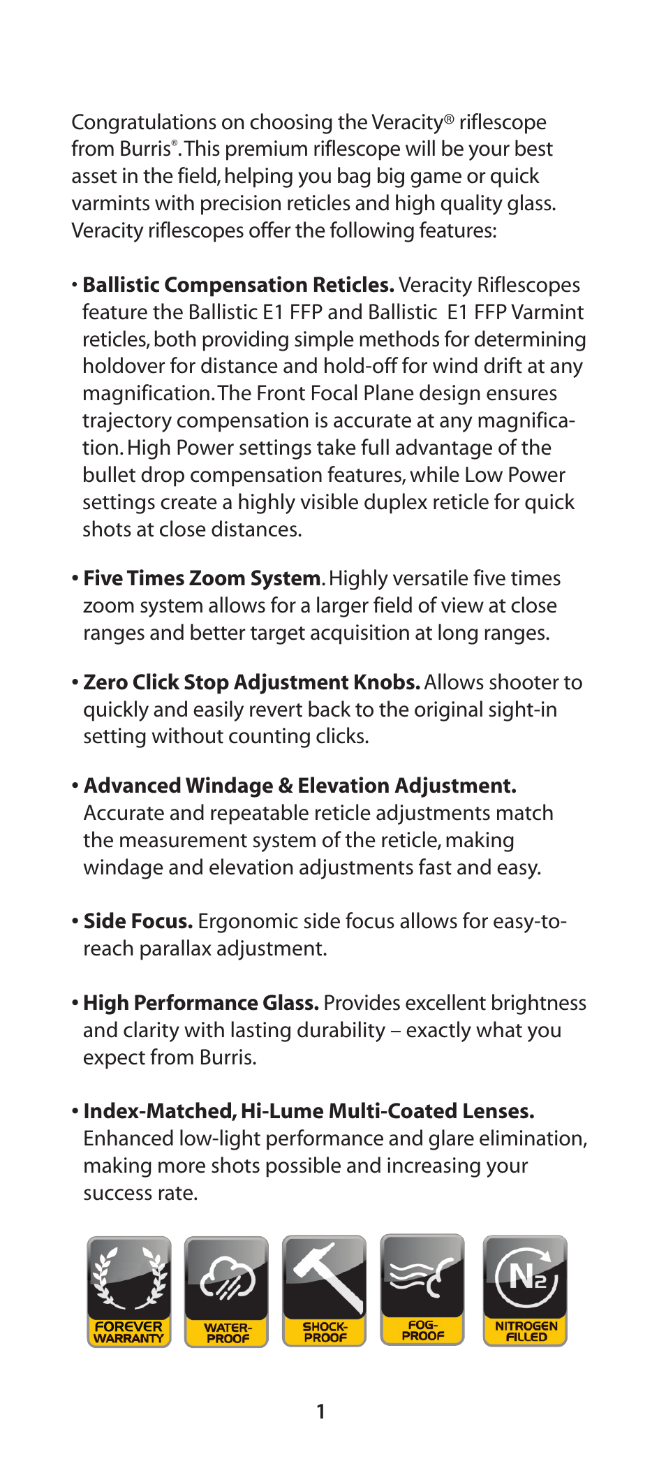 Burris Veracity User Manual | Page 2 / 12