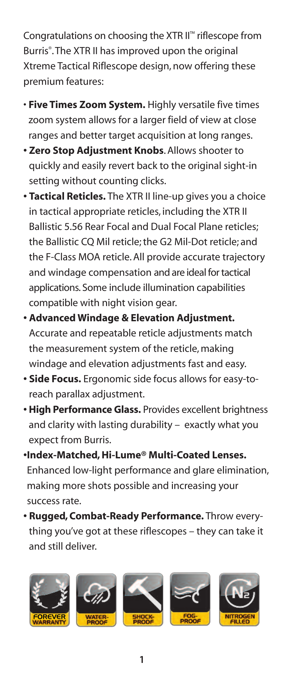 Burris XTR II User Manual | Page 2 / 16