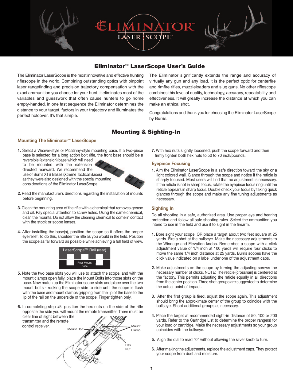 Burris Eliminator User Manual | 6 pages