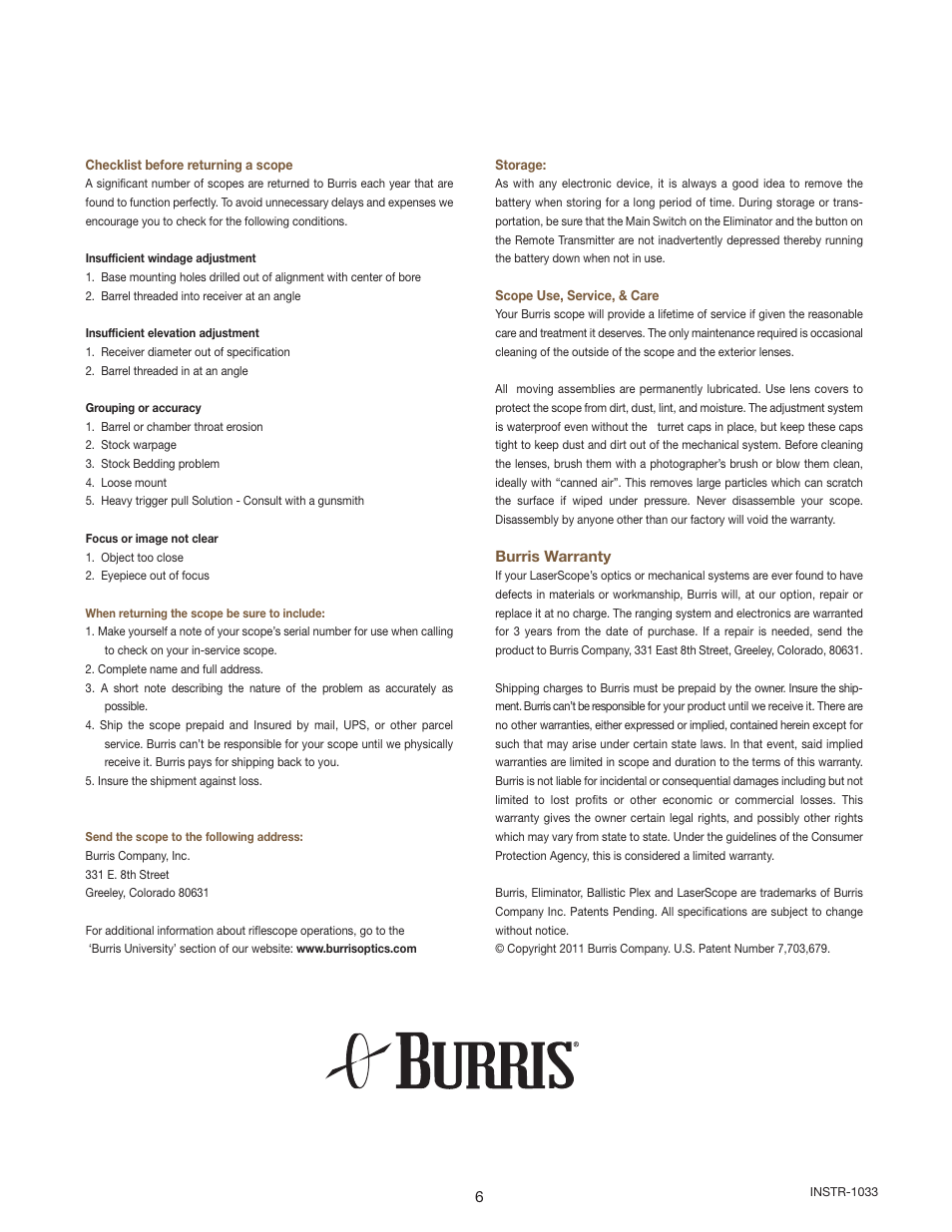 Burris Eliminator User Manual | Page 6 / 6