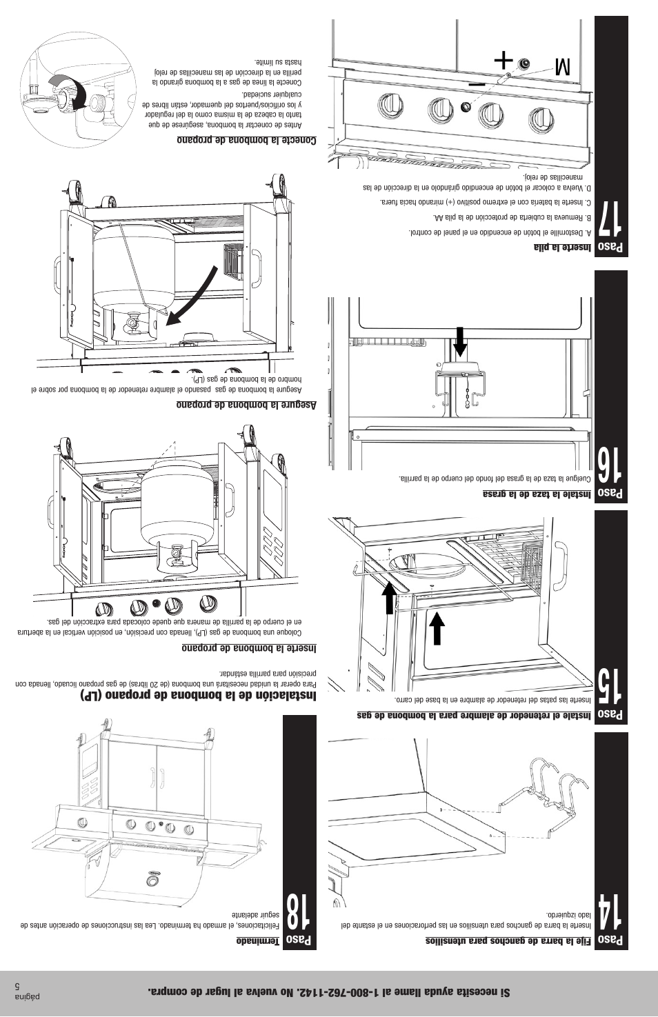 Paso, Instalación de la bombona de propano (lp) | Blue Rhino NSG3902D User Manual | Page 14 / 18