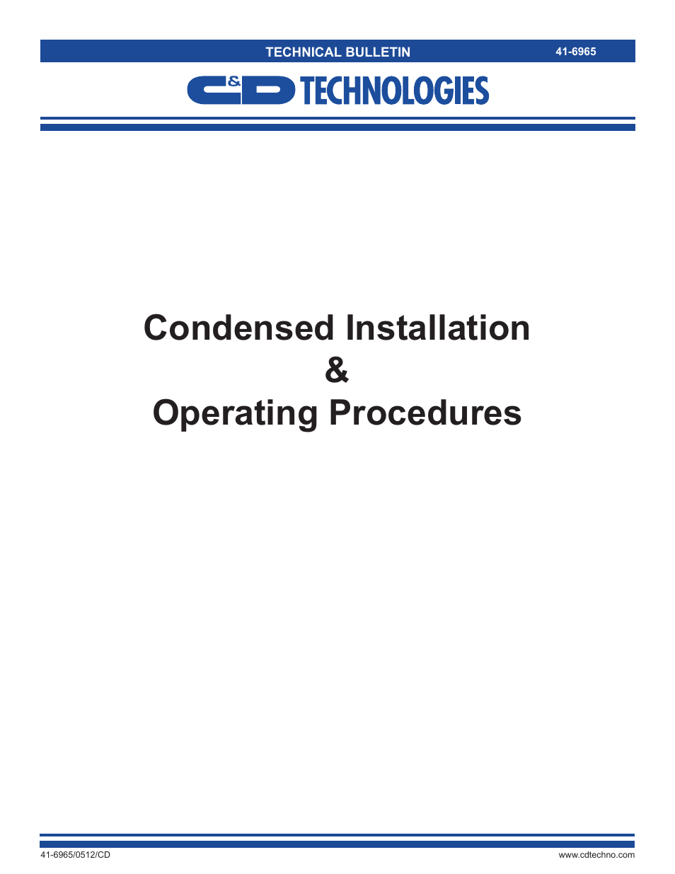C&D Technologies 41-6965 Condensed User Manual | 5 pages