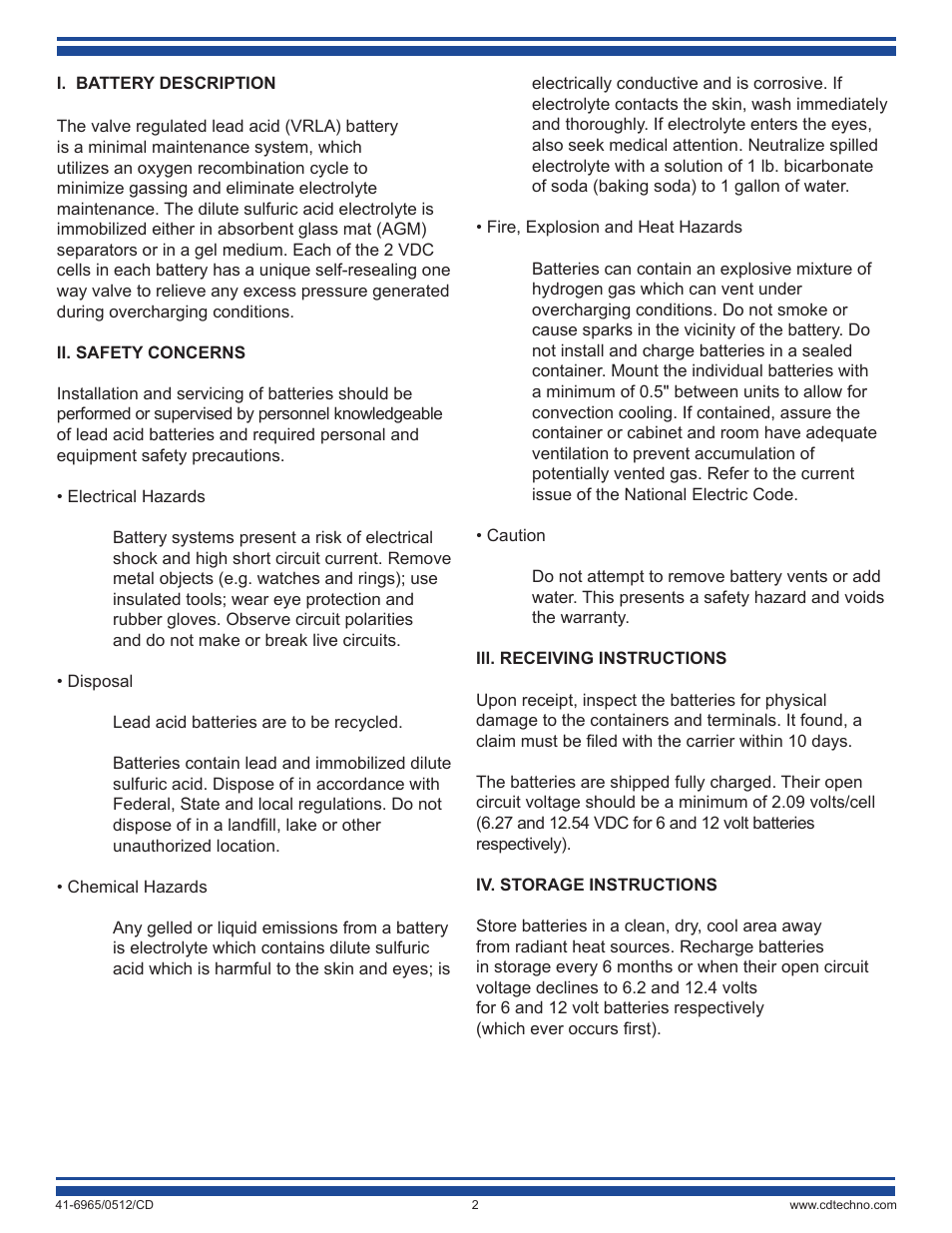 C&D Technologies 41-6965 Condensed User Manual | Page 2 / 5