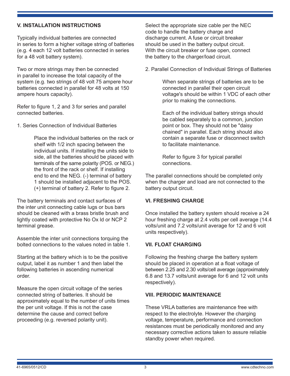 C&D Technologies 41-6965 Condensed User Manual | Page 3 / 5