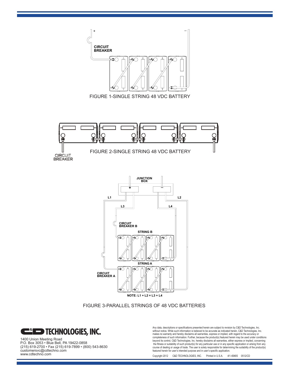 Figure 1-single string 48 vdc battery | C&D Technologies 41-6965 Condensed User Manual | Page 5 / 5