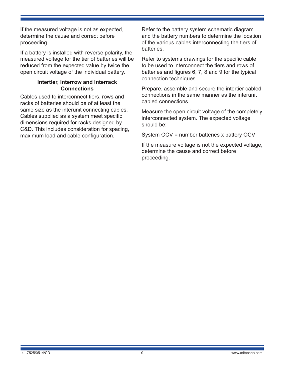 C&D Technologies 41-7525 VRLA Batteries (rack mounted systems) User Manual | Page 9 / 16
