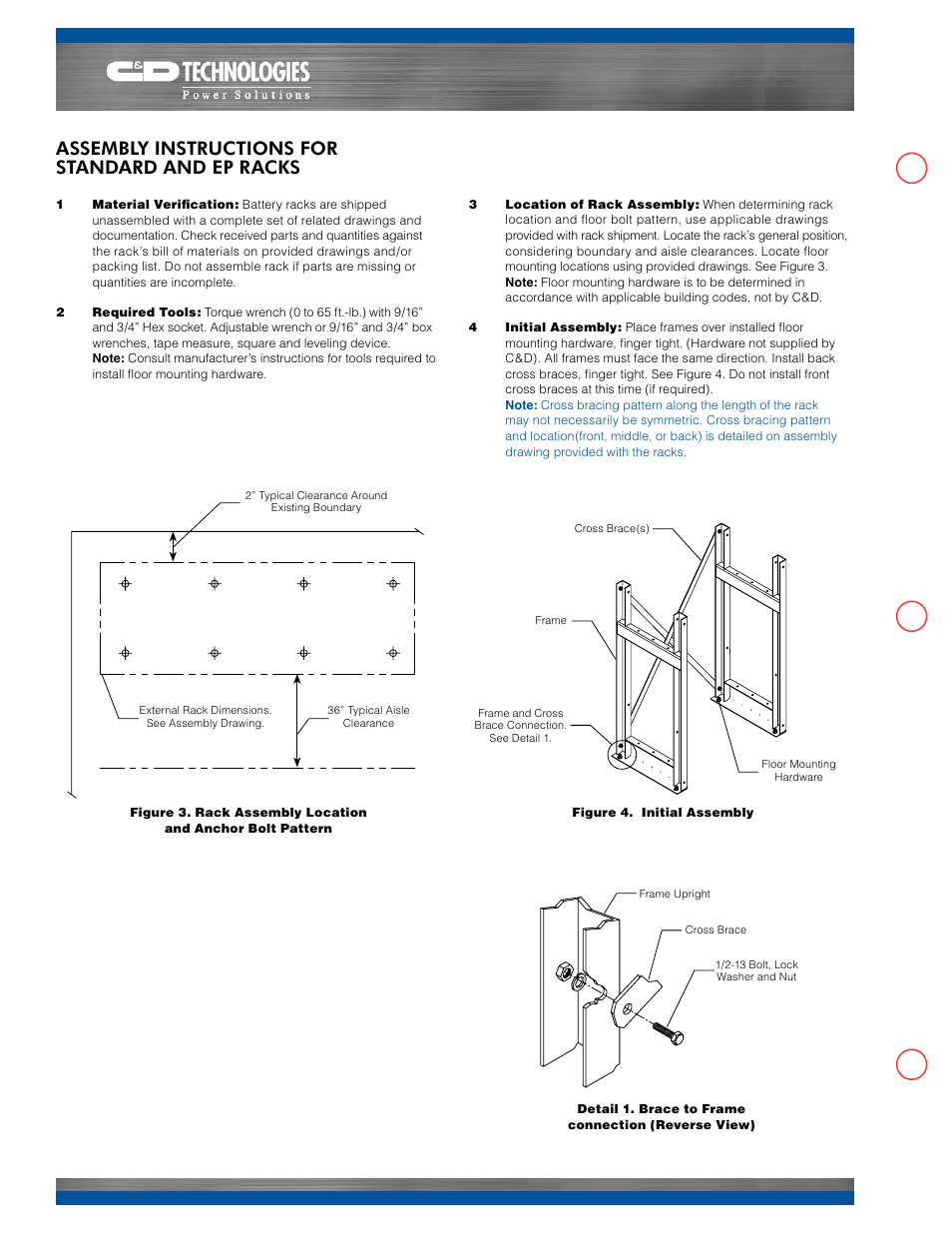 Assembly instructions for standard and ep racks | C&D Technologies RS-937 RDB Rack User Manual | Page 2 / 6