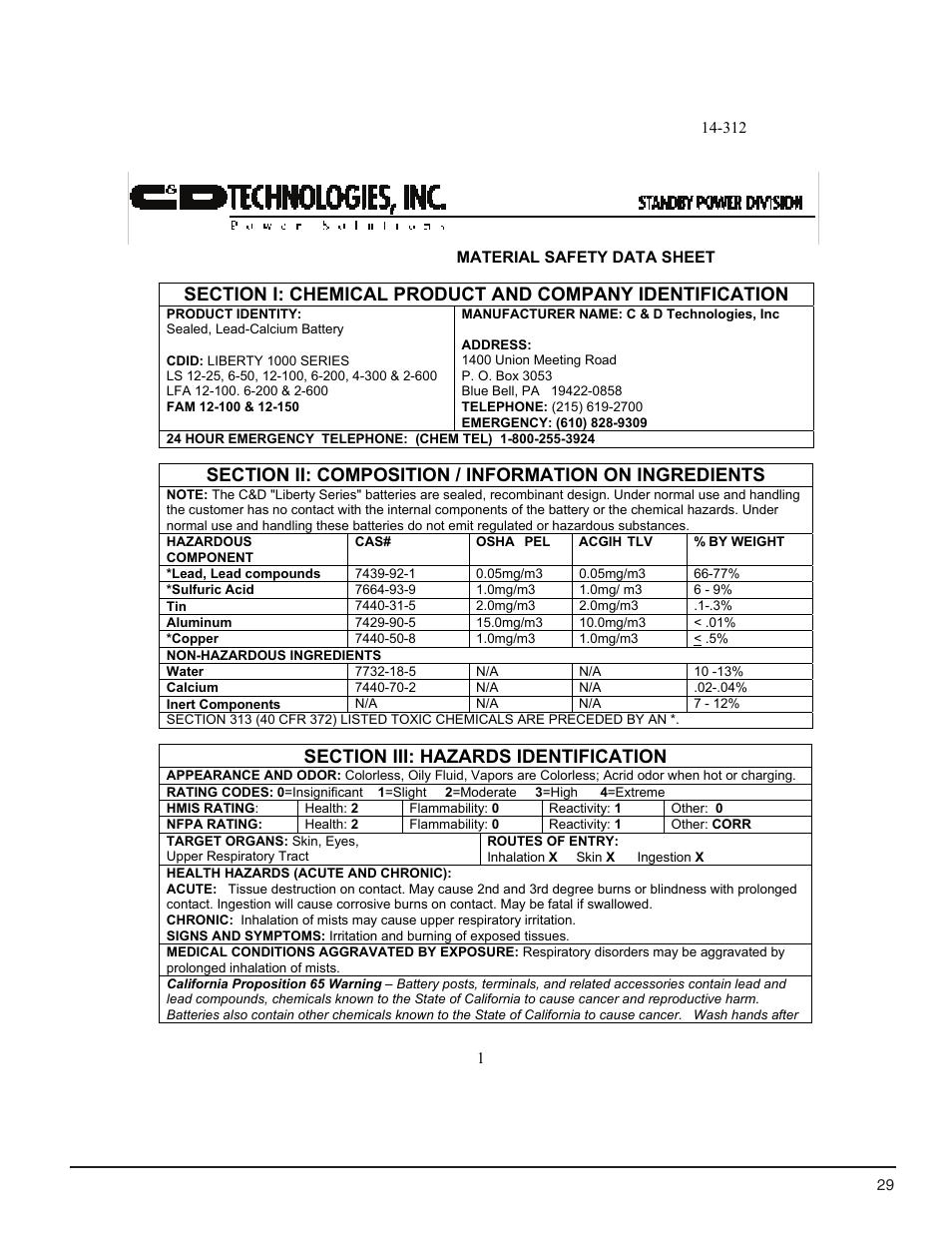C&D Technologies RS-990 Liberty Series 1000 User Manual | Page 31 / 43