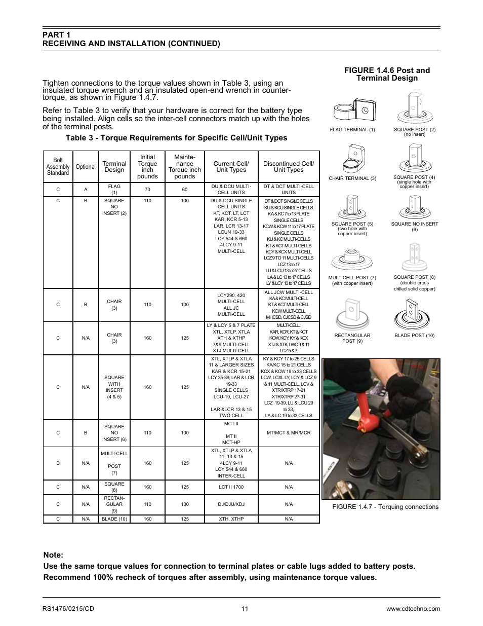 Figure 1.4.6 post and terminal design | C&D Technologies RS-1476 Standby Battery Vented Cell User Manual | Page 13 / 36