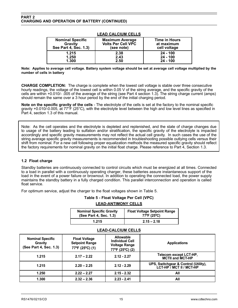 C&D Technologies RS-1476 Standby Battery Vented Cell User Manual | Page 17 / 36