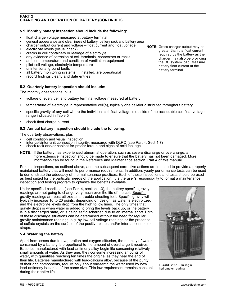 C&D Technologies RS-1476 Standby Battery Vented Cell User Manual | Page 21 / 36