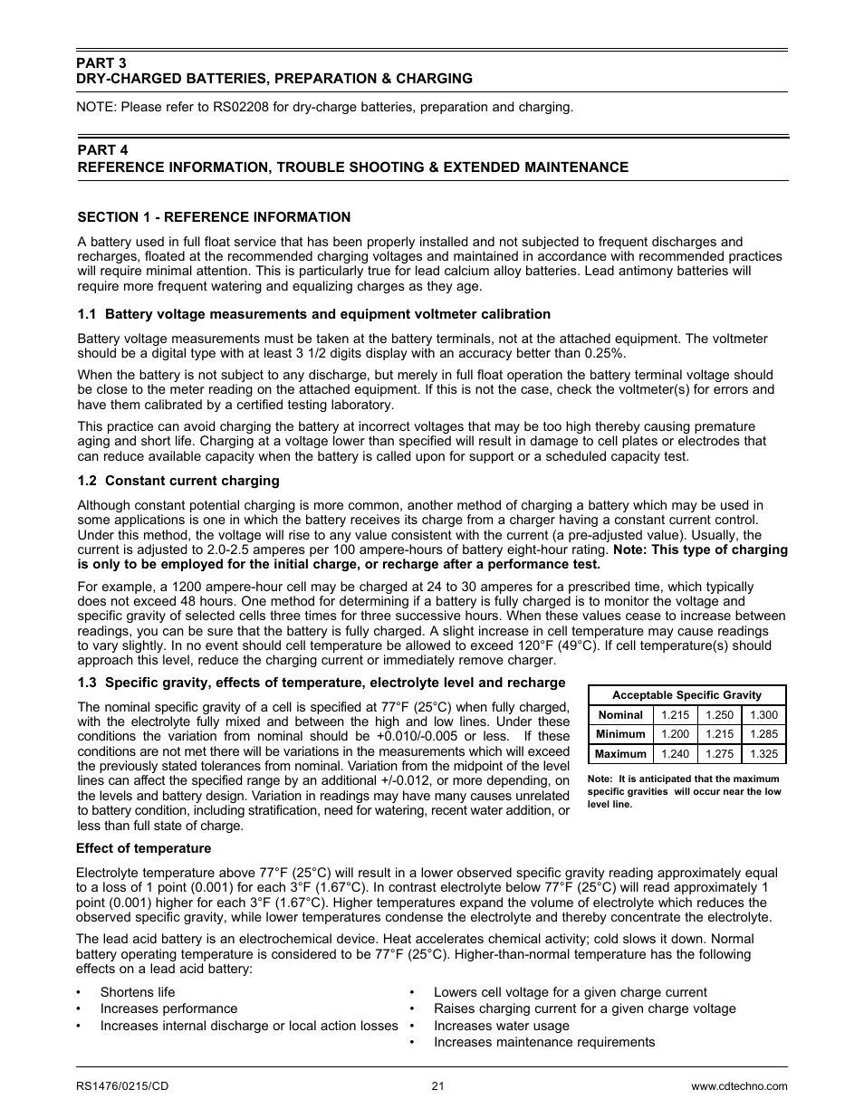 C&D Technologies RS-1476 Standby Battery Vented Cell User Manual | Page 23 / 36