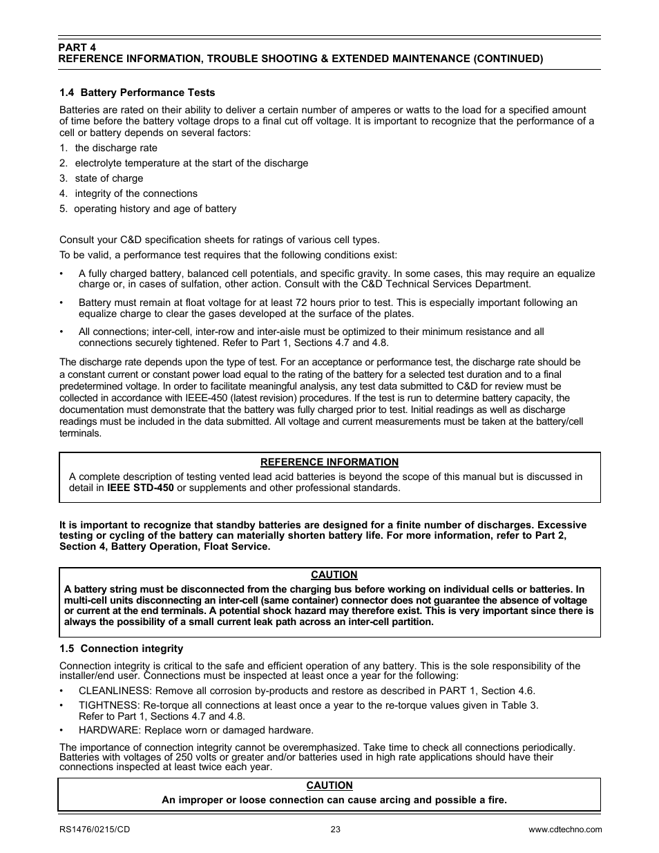 C&D Technologies RS-1476 Standby Battery Vented Cell User Manual | Page 25 / 36