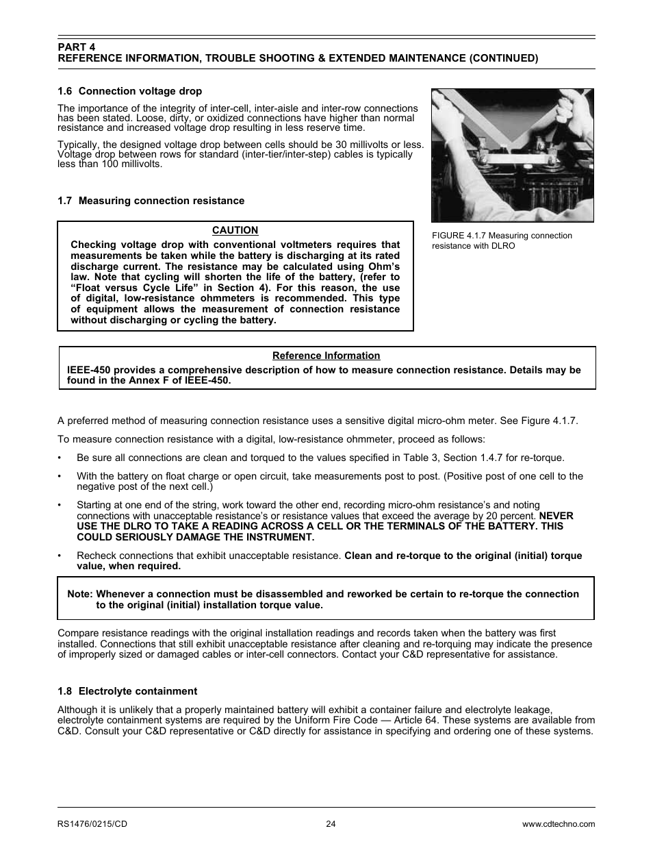 C&D Technologies RS-1476 Standby Battery Vented Cell User Manual | Page 26 / 36