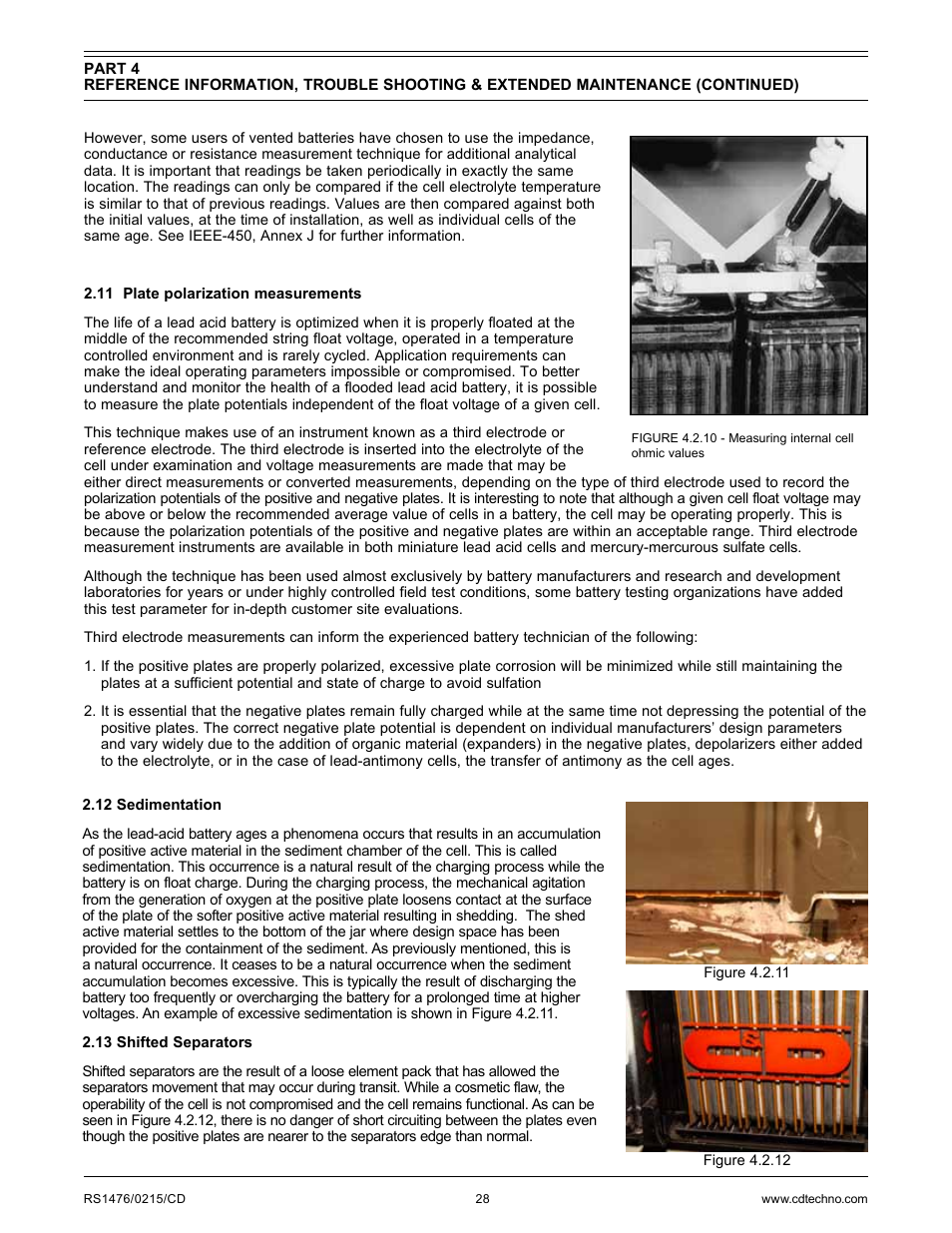 C&D Technologies RS-1476 Standby Battery Vented Cell User Manual | Page 30 / 36