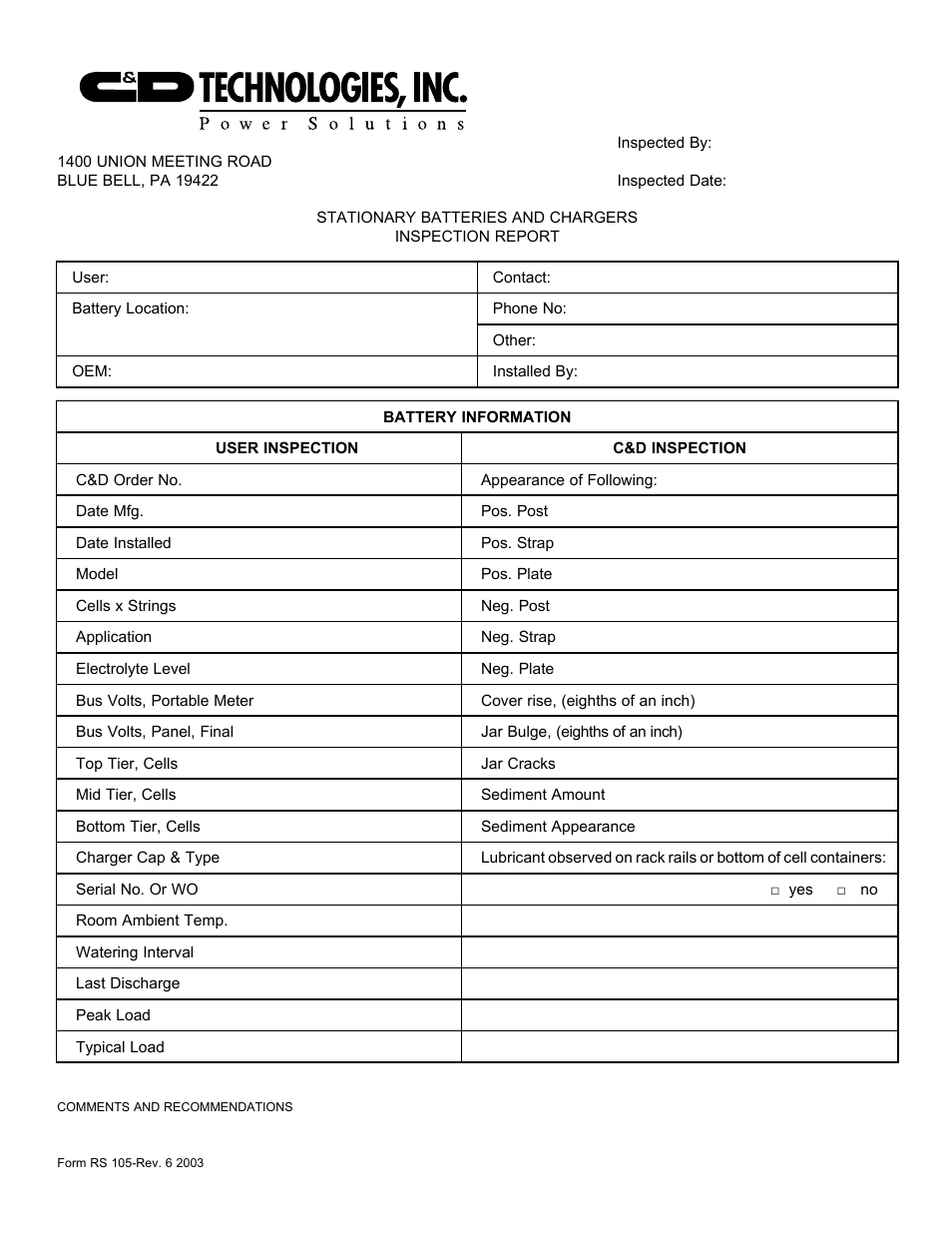 C&D Technologies RS-1476 Standby Battery Vented Cell User Manual | Page 34 / 36