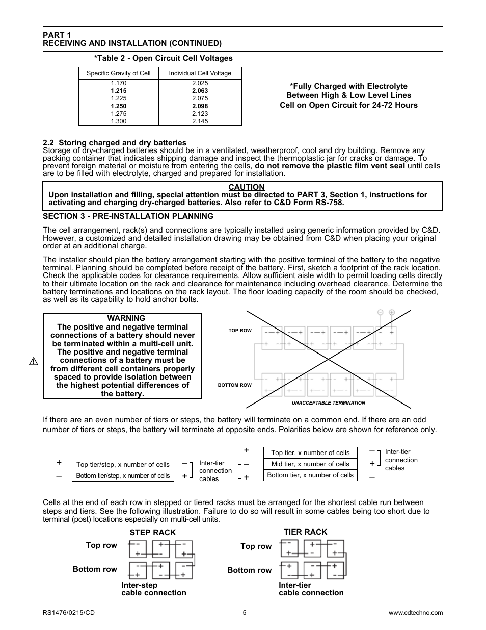 C&D Technologies RS-1476 Standby Battery Vented Cell User Manual | Page 7 / 36