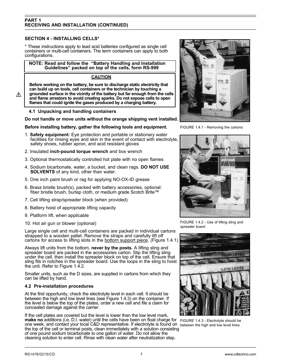 C&D Technologies RS-1476 Standby Battery Vented Cell User Manual | Page 9 / 36