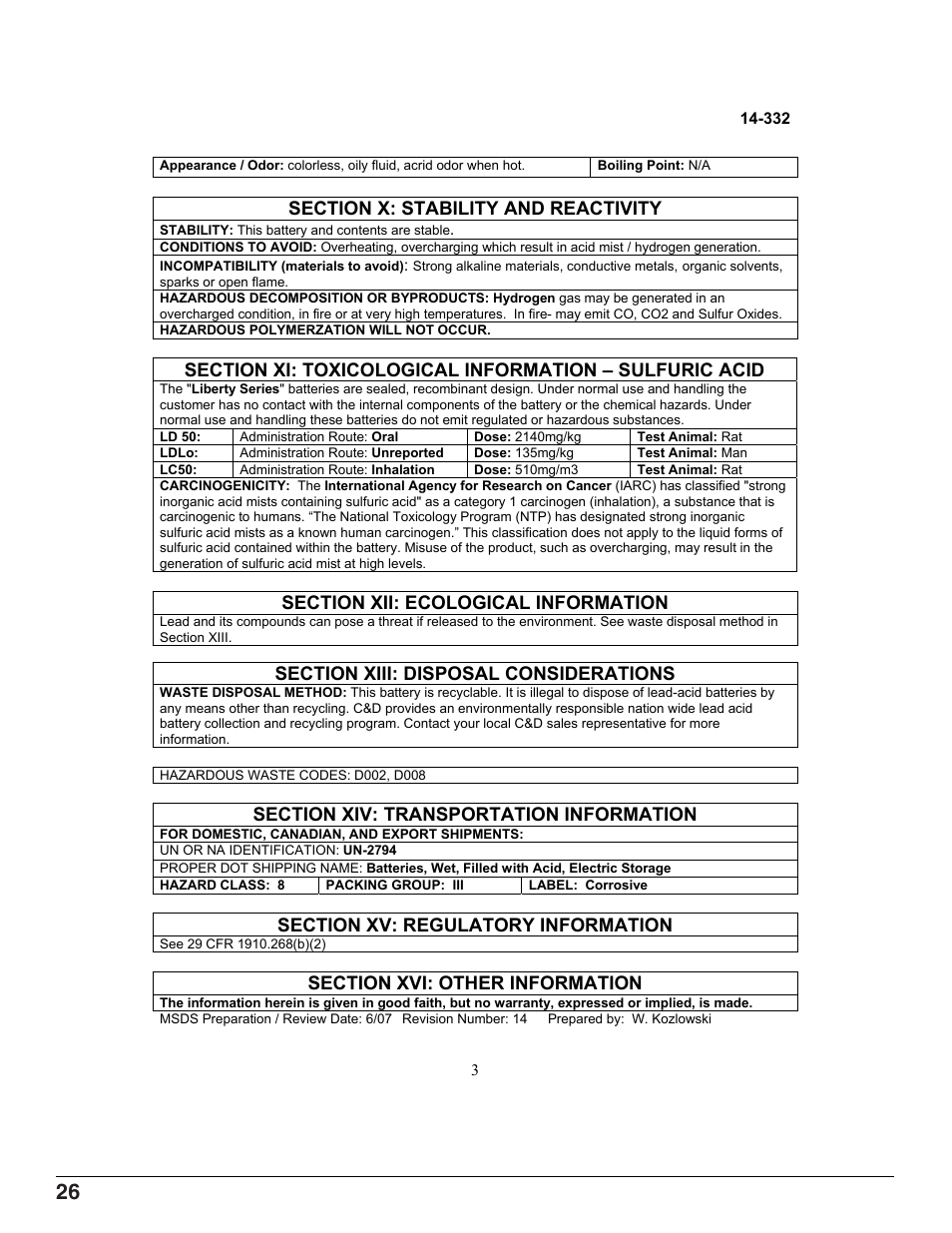 C&D Technologies RS-1826 Liberty Series 1000 FA Battery User Manual | Page 28 / 34