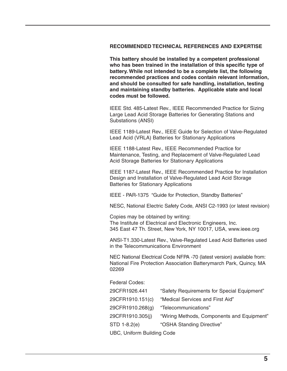 C&D Technologies RS-1826 Liberty Series 1000 FA Battery User Manual | Page 7 / 34