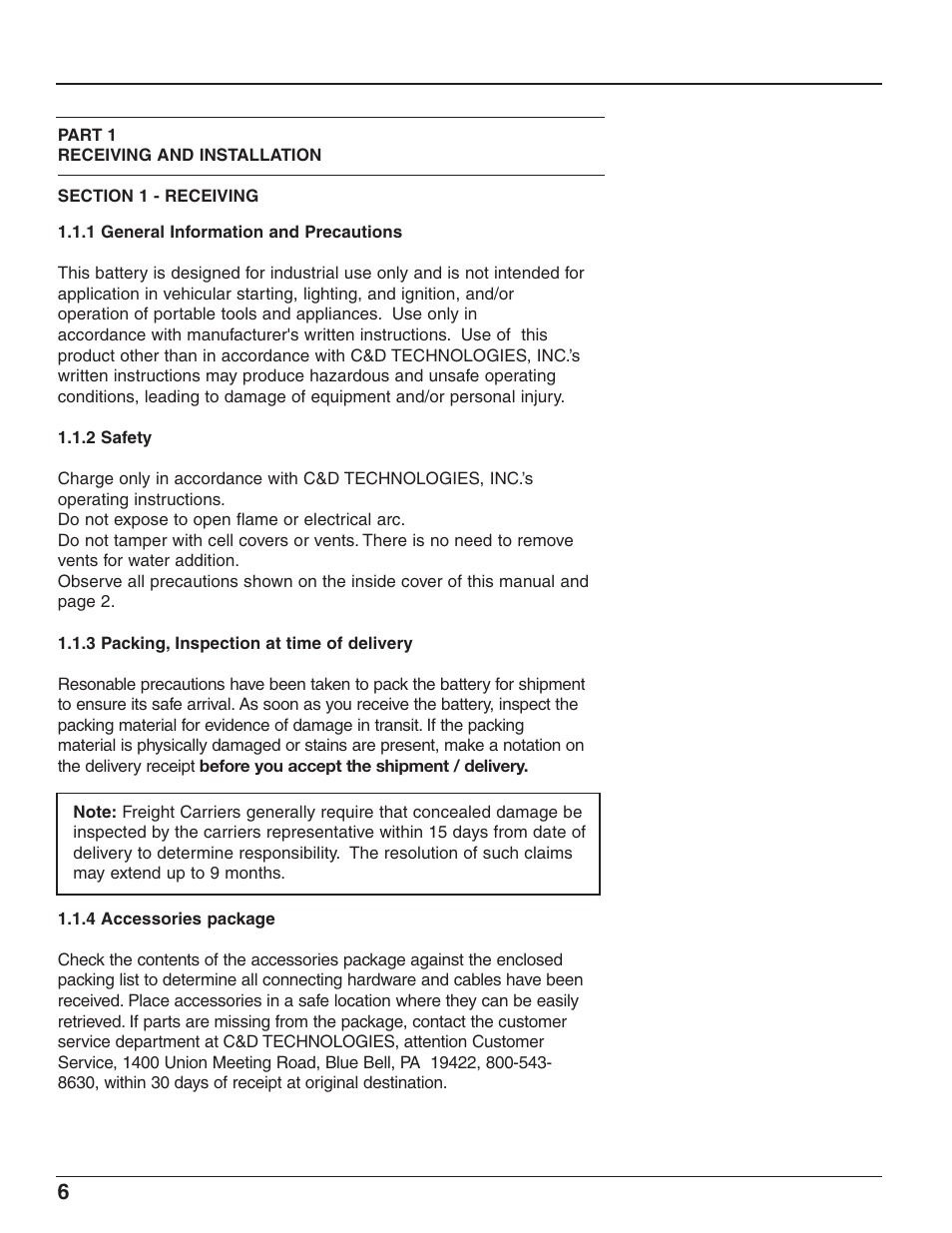 C&D Technologies RS-1826 Liberty Series 1000 FA Battery User Manual | Page 8 / 34