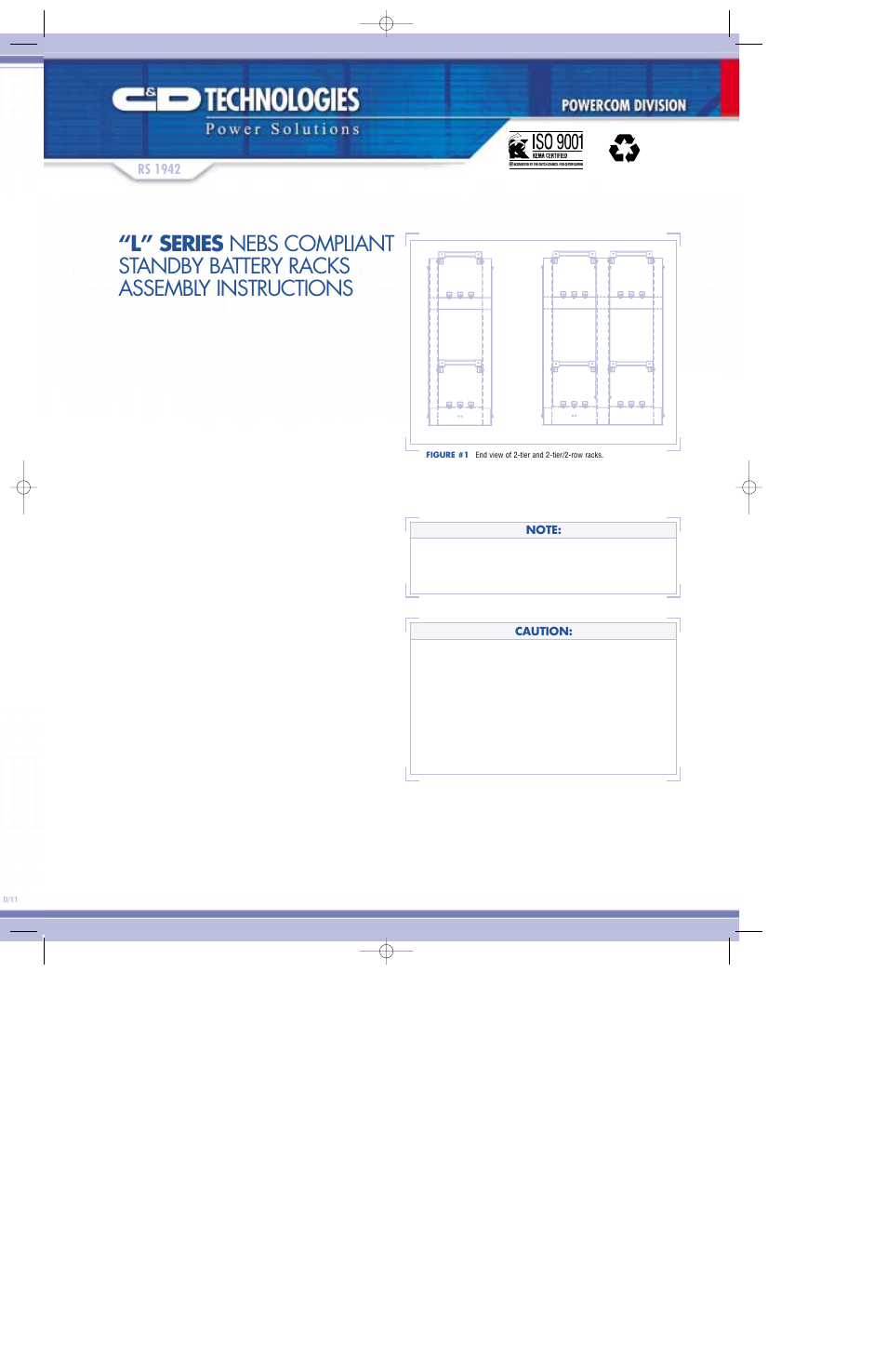 C&D Technologies RS-1942 L Series NEBS Compliant Racks User Manual | 8 pages