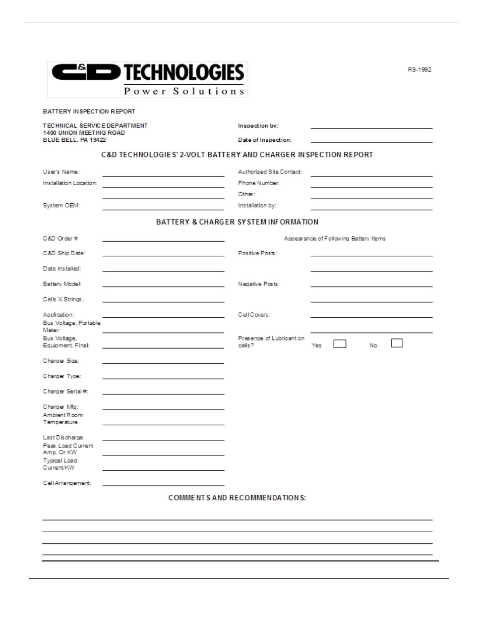 C&D Technologies RS-2044 msEndurII Series User Manual | Page 33 / 36