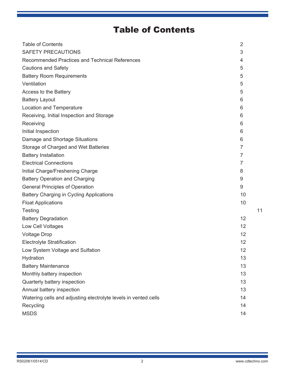 C&D Technologies RS-2061 Standby Batteries for Renewable Energy Applications User Manual | Page 2 / 14