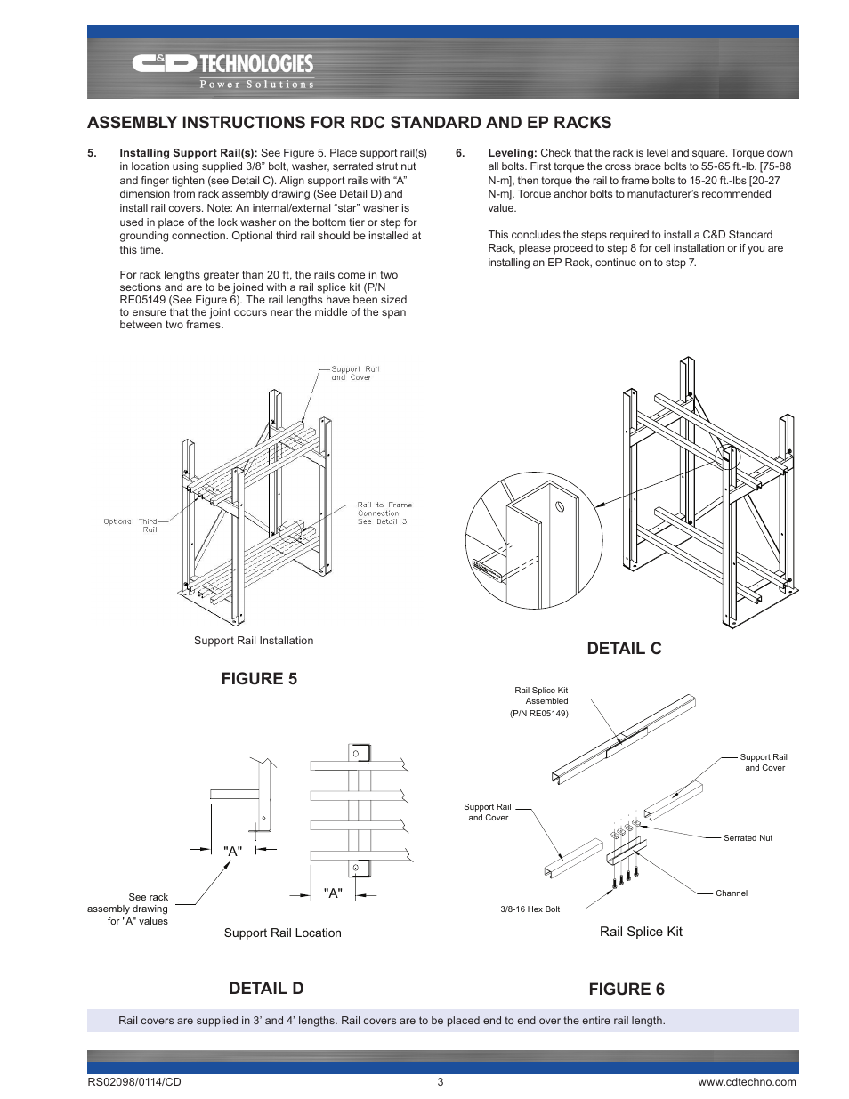 Figure 5 detail c detail d figure 6 | C&D Technologies RS-2098 RDC Rack User Manual | Page 3 / 8
