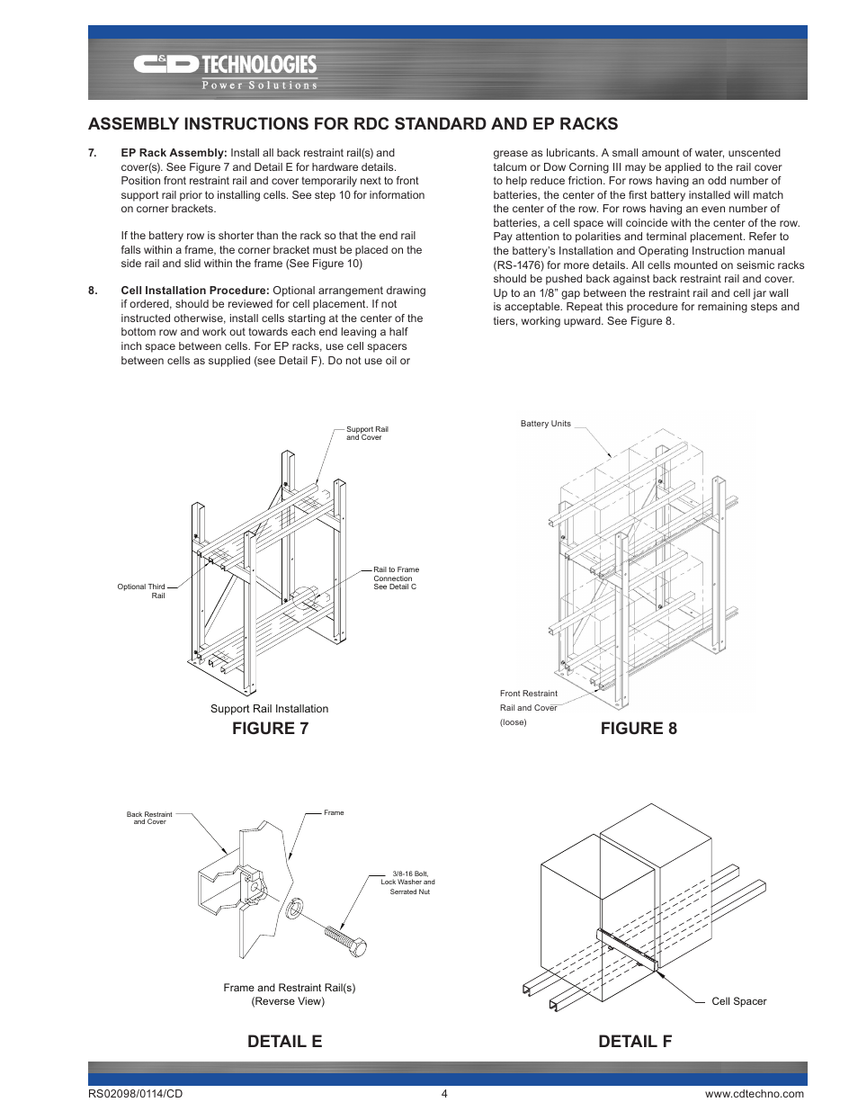 Figure 7 figure 8 detail e detail f | C&D Technologies RS-2098 RDC Rack User Manual | Page 4 / 8