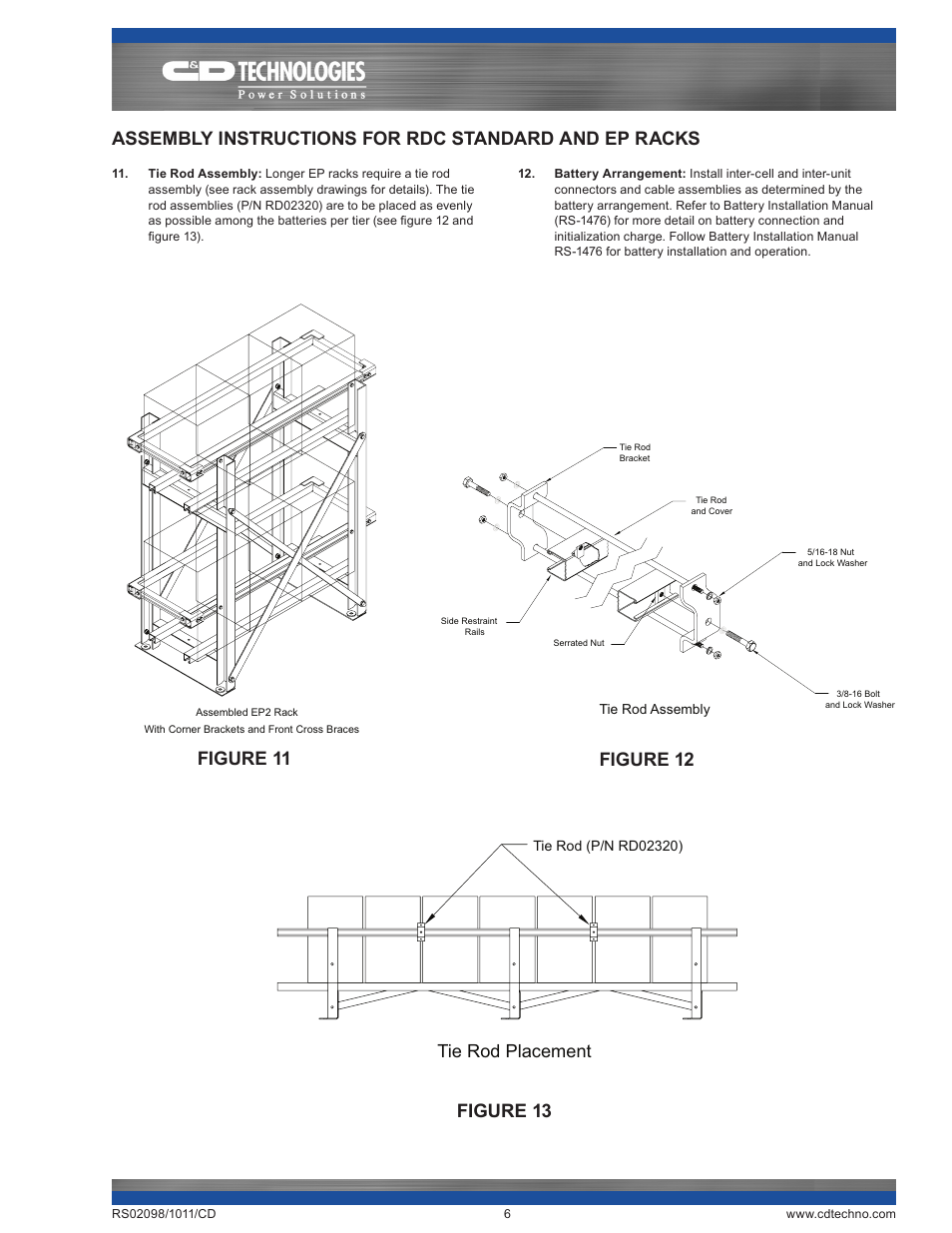 Tie rod placement | C&D Technologies RS-2098 RDC Rack User Manual | Page 6 / 8