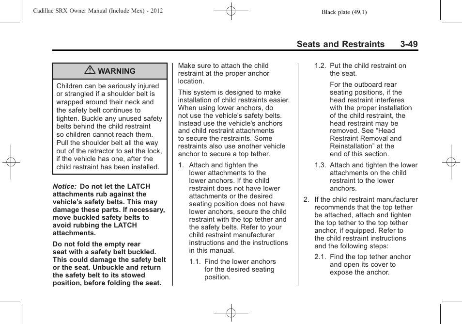 Cadillac 2012 SRX User Manual | Page 109 / 512