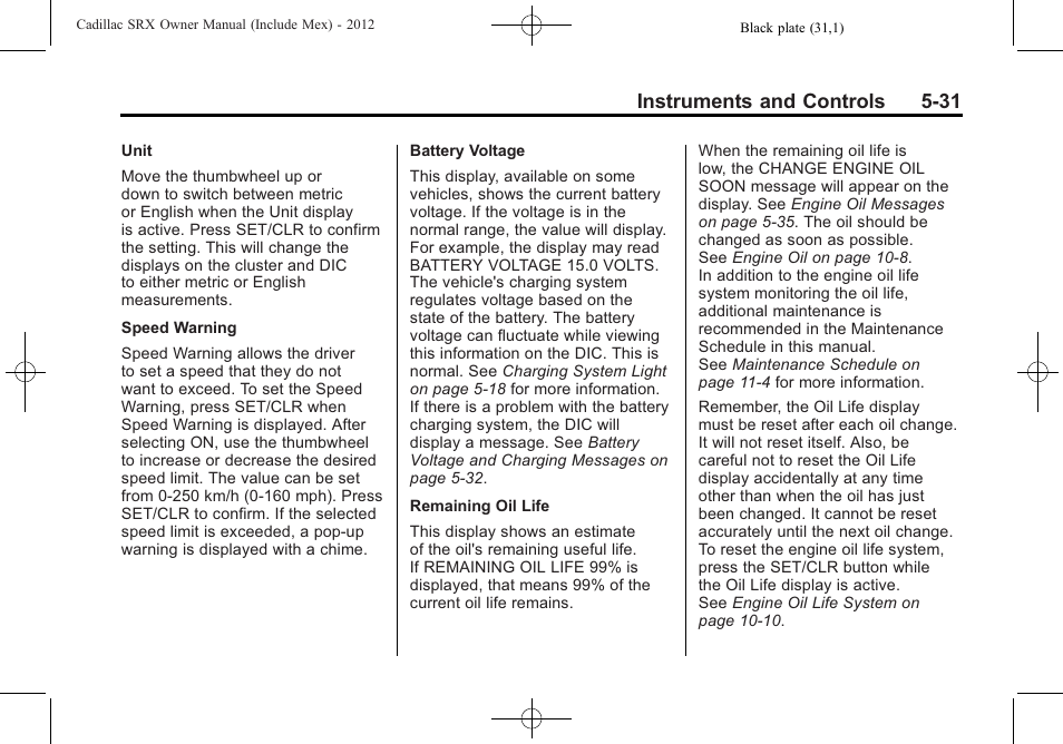 Instruments and controls 5-31 | Cadillac 2012 SRX User Manual | Page 163 / 512