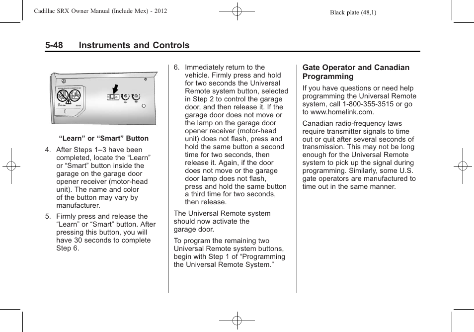 48 instruments and controls | Cadillac 2012 SRX User Manual | Page 180 / 512