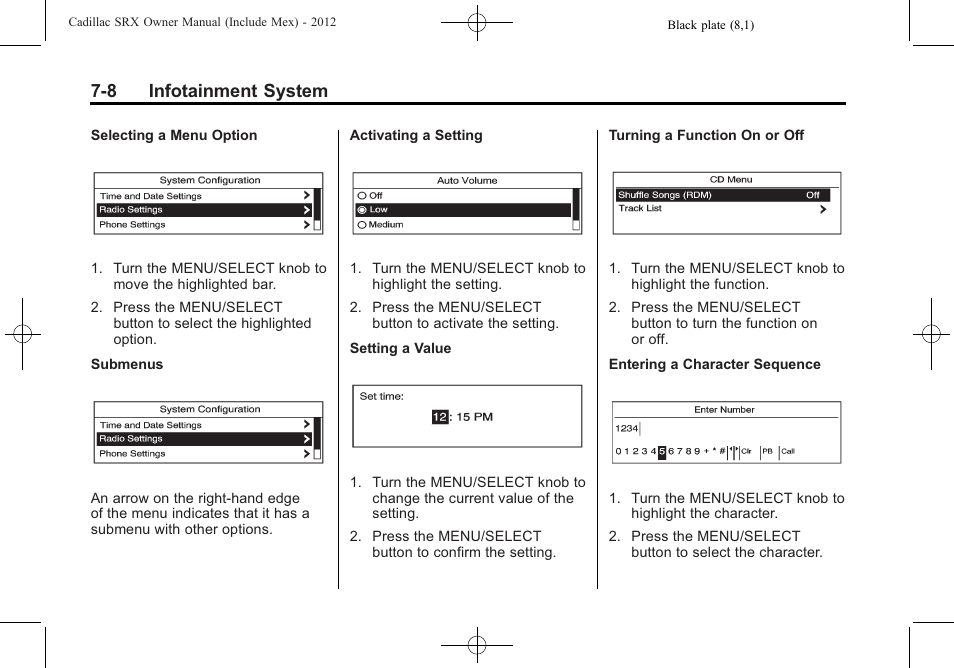 8 infotainment system | Cadillac 2012 SRX User Manual | Page 200 / 512