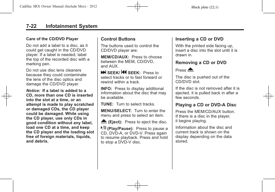 Cadillac 2012 SRX User Manual | Page 214 / 512