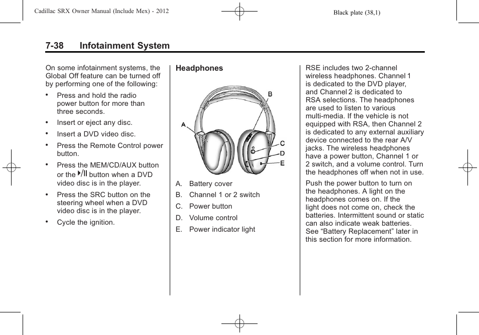 38 infotainment system | Cadillac 2012 SRX User Manual | Page 230 / 512