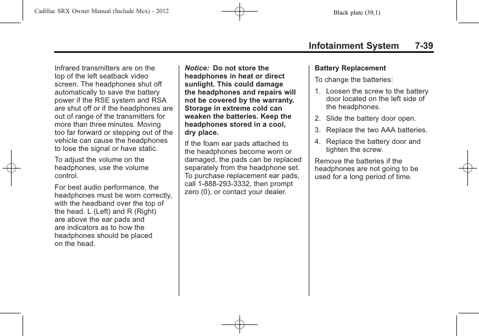 Infotainment system 7-39 | Cadillac 2012 SRX User Manual | Page 231 / 512
