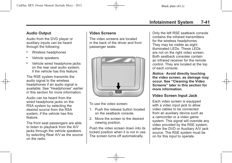 Infotainment system 7-41 | Cadillac 2012 SRX User Manual | Page 233 / 512