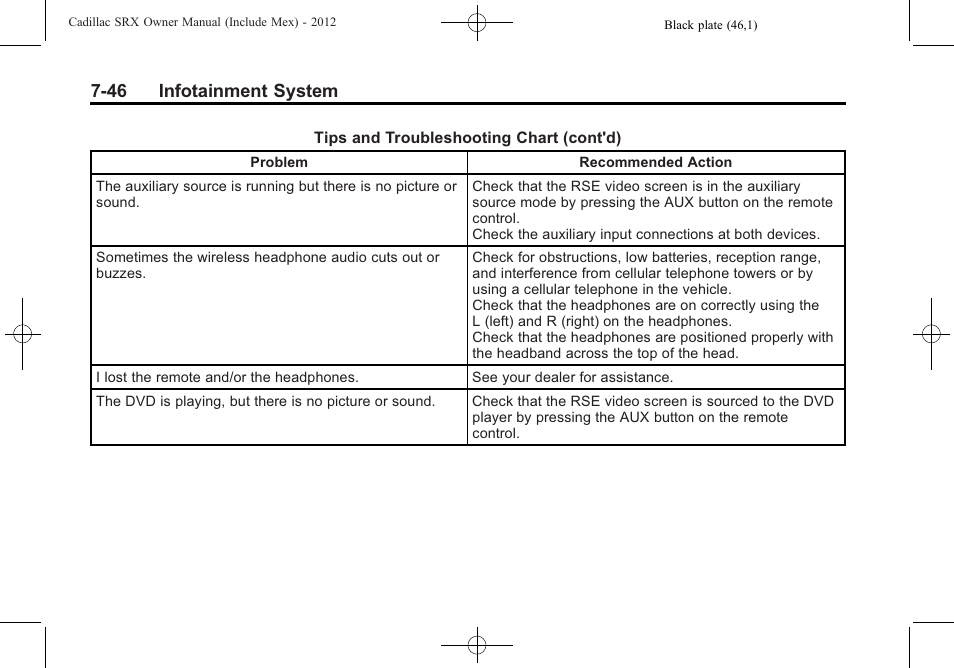 46 infotainment system | Cadillac 2012 SRX User Manual | Page 238 / 512