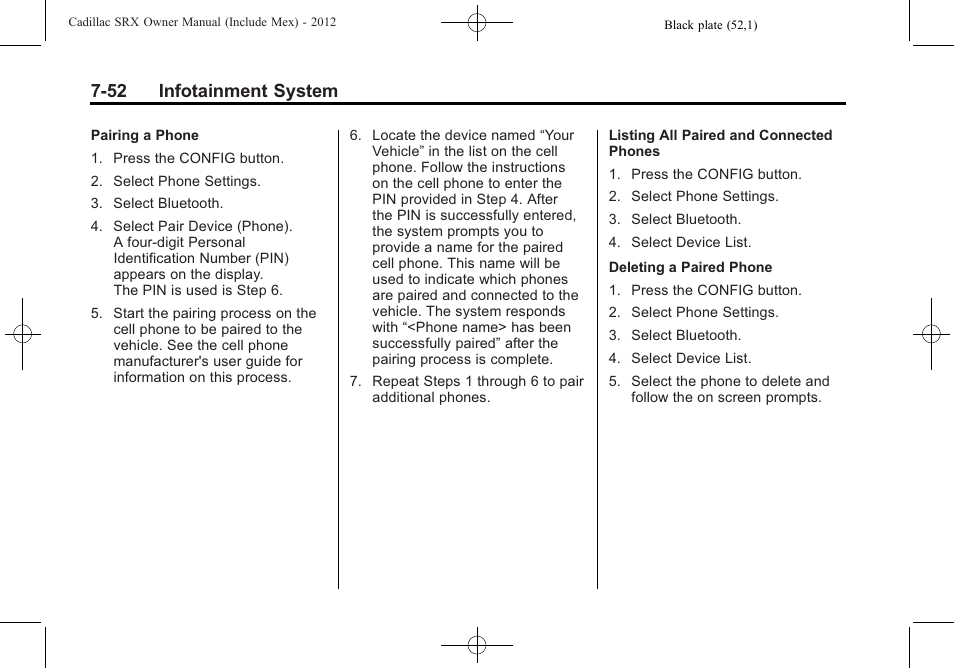 52 infotainment system | Cadillac 2012 SRX User Manual | Page 244 / 512